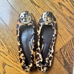 Tory Burch Leopard-Print Ballet Flats with Gold Logo Medallion